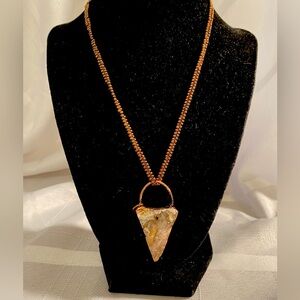 Copper electroformed jasper or other stone pendant copper chain necklace. 1OAK.